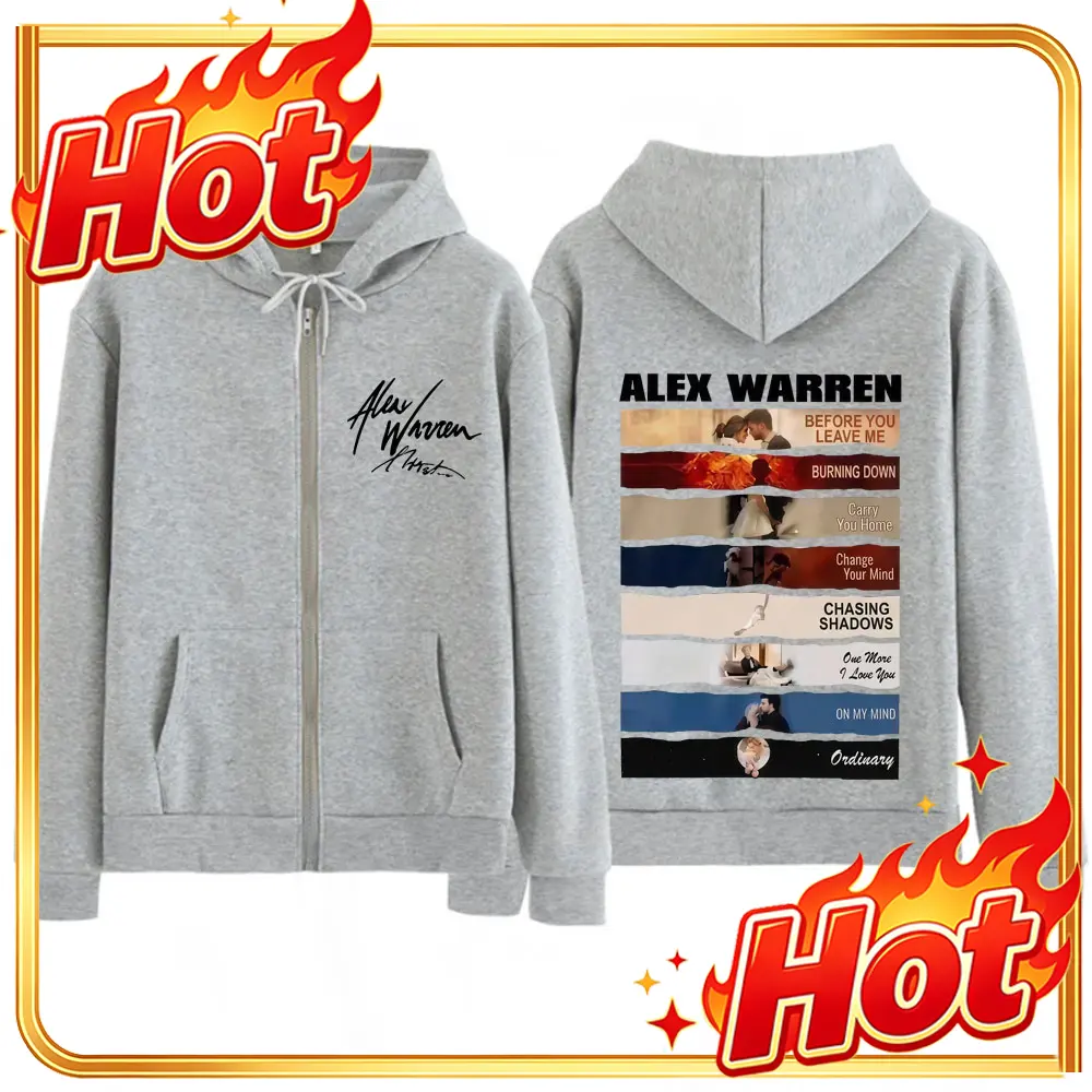 Mens Fashion Zip Up Hoodies - 歌手アレックス・ウォーレン2026ツアープリントジップアップパーカー。メンズ、レディース、ファッションスウェットシャツ、ゆったりとしたカジュアルなゴシックパンク風、オーバーサイズのジッパー付きジャケット。