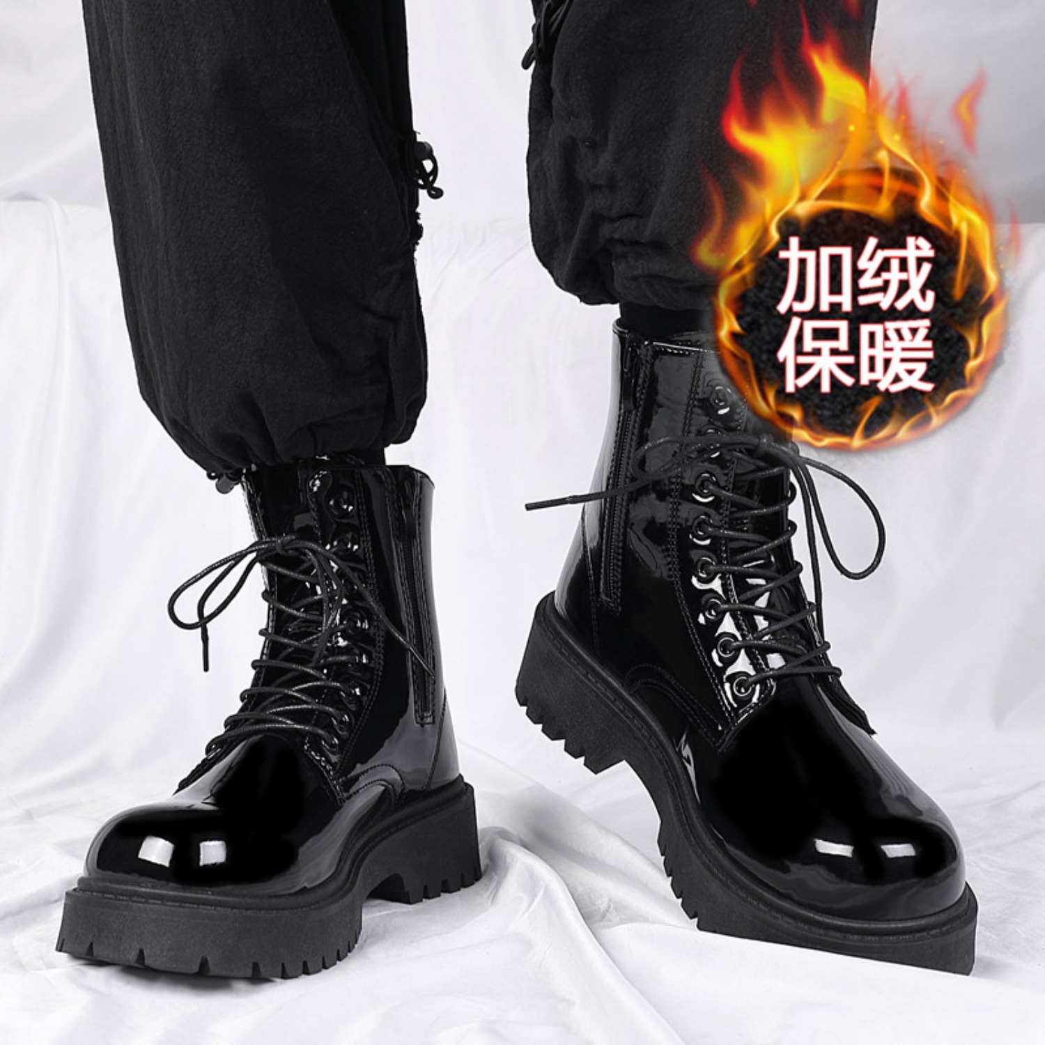 Men'S Fashion News - メンズ暖かいプラッシュハイカットブーツ、冬用ソフトソール滑り止めアウトドアカジュアルブーツ、ファッショナブルなプラスサイズユニセックス快適スノーワークシューズ