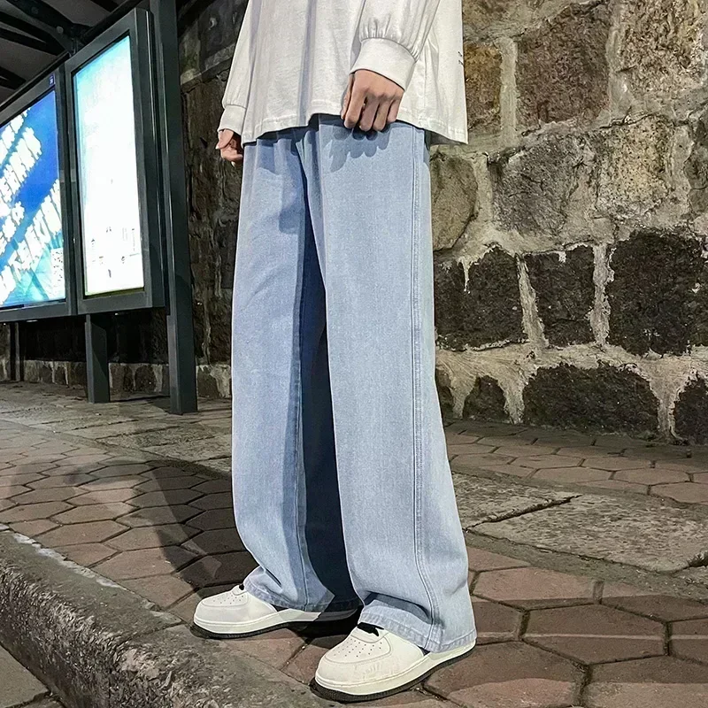 Men'S Fashion Grey Jeans - 韓国風ストリートウェア、最新トレンドのゆったりとしたカジュアルなメンズジーンズ、ハイストリート、原宿スタイル、デニムパンツ、メンズブランド、黒、グレー、青。