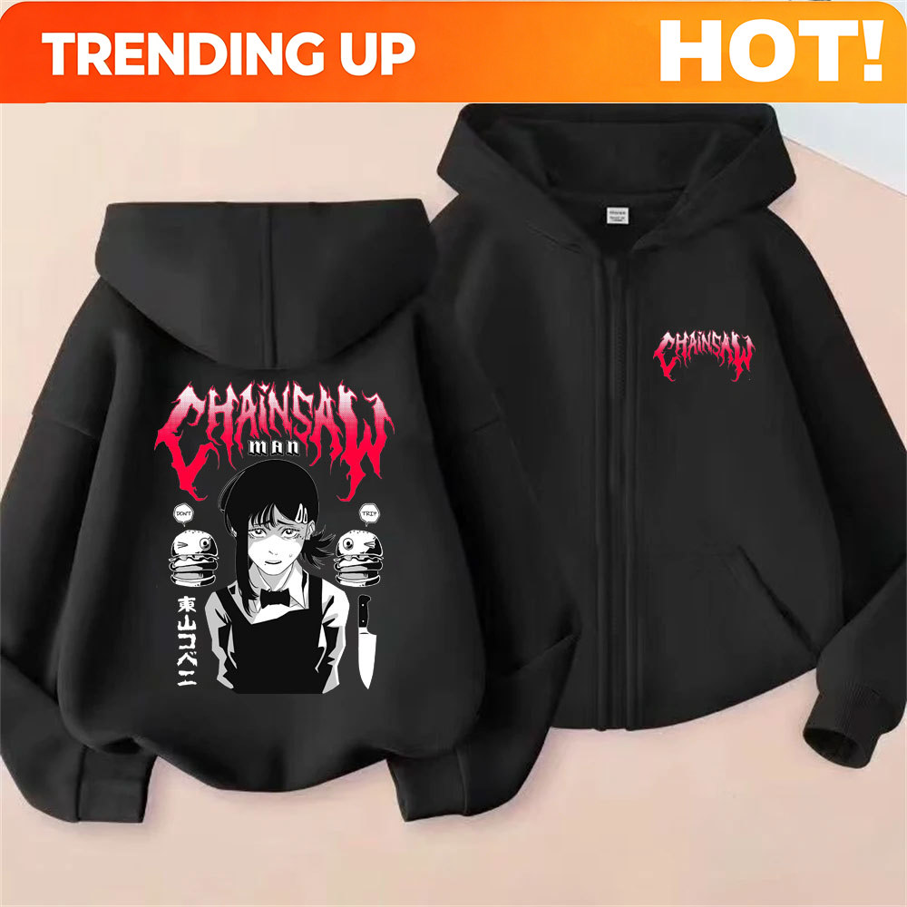 Mens Fashion Zip Up Hoodies - カスタムカスタムアニメチェーンソーマン東山コベニグラフィックジッパーパーカー男性女性マンガファッションストリート男性カジュアルジップアップ