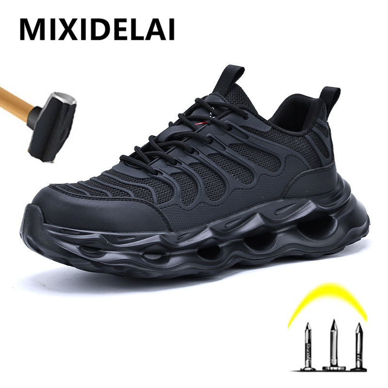 Mens Fashion Trainers - ファッションスニーカー安全靴男性軽量快適保護靴作業スニーカー耐パンクセキュリティ鋼つま先の靴