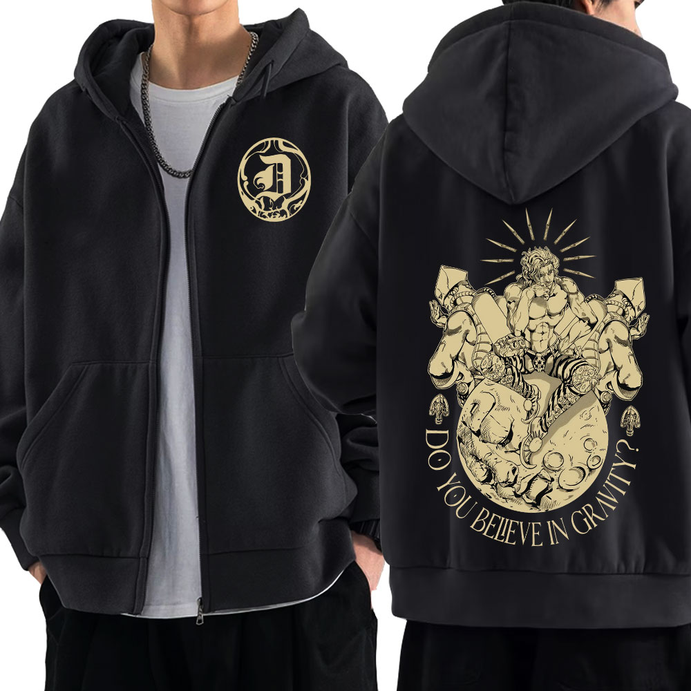 Mens Fashion Zip Up Hoodies - アニメジョジョの奇妙な冒険ジッパーパーカーディオ・ブランド漫画ジップアップフード付きスウェットシャツ男性女性ファッションカジュアルプルオーバーコート