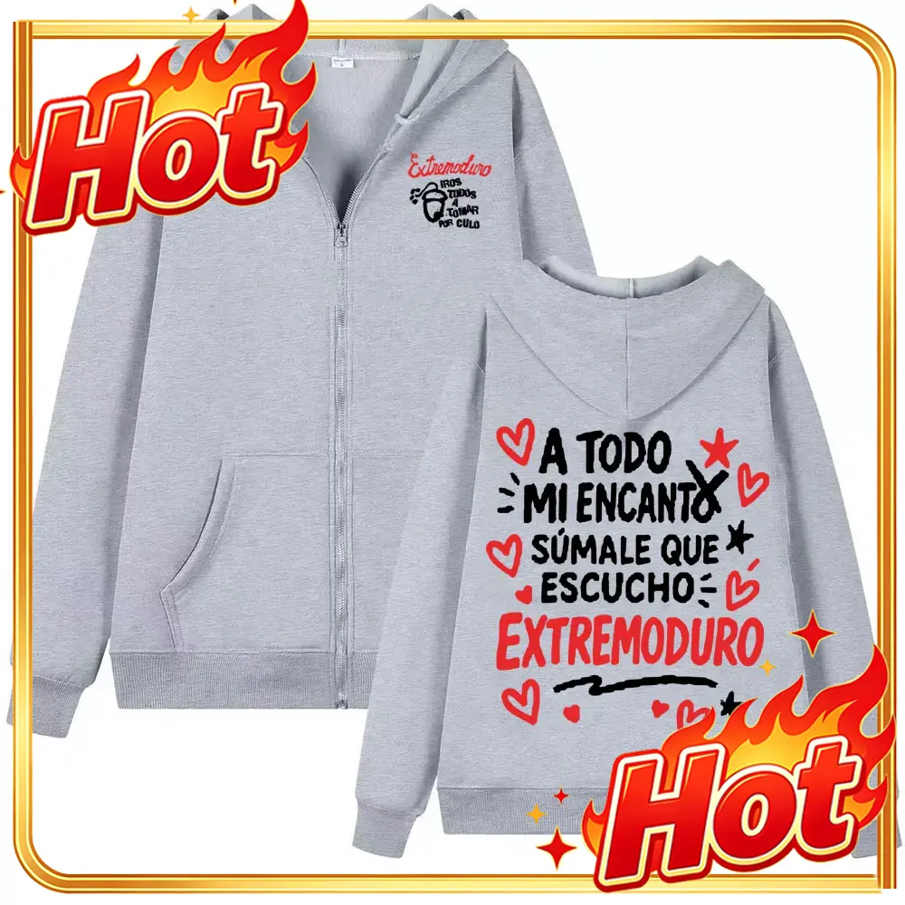 Mens Fashion Zip Up Hoodies - ロックバンド「エクストレモドゥロ」のアルバムをモチーフにした、メンズ・レディース向けのファッショナブルな長袖ジップアップパーカー。秋/冬にぴったりのカジュアルジャケット、スウェットシャツ。