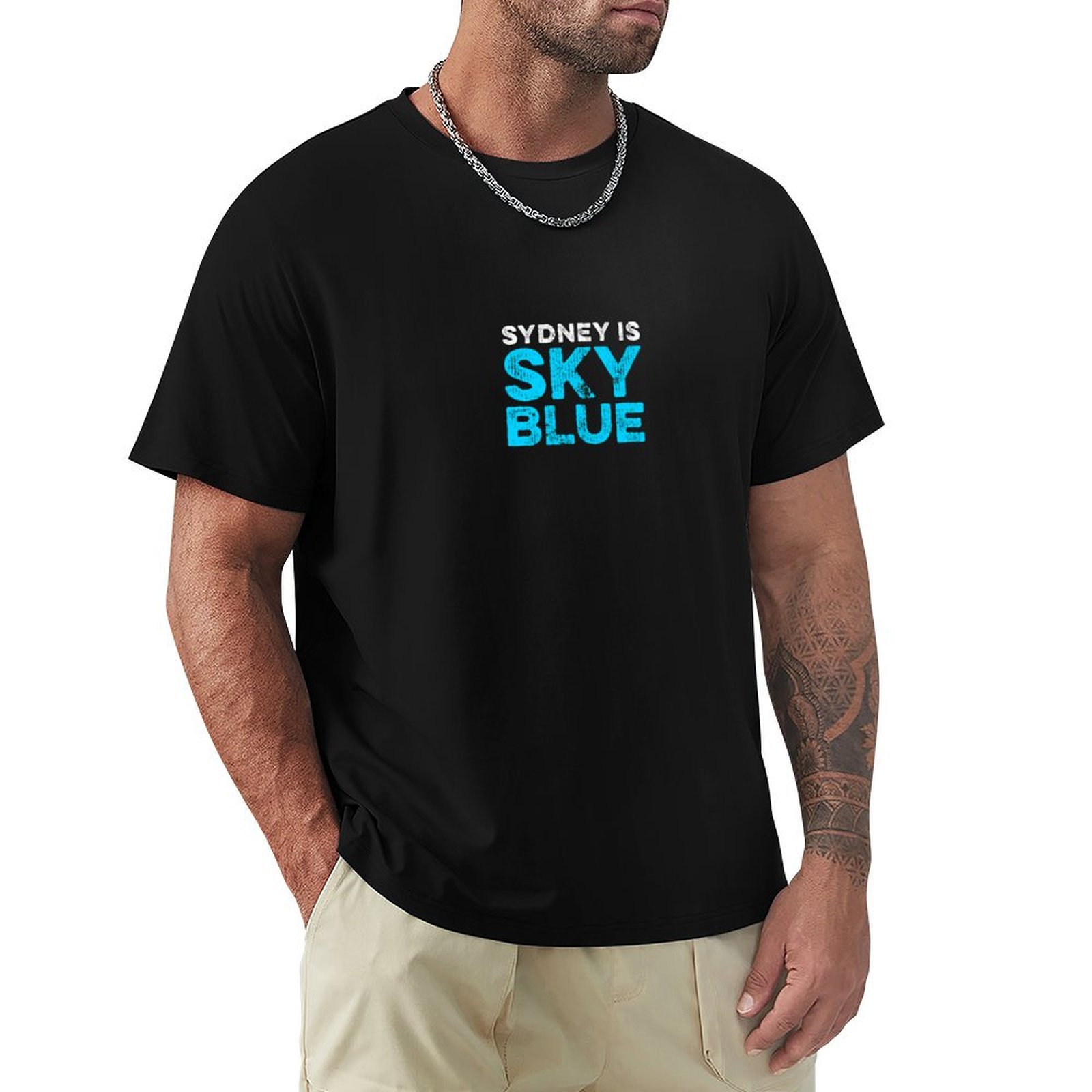 Men'S Fashion Sydney - シドニーはスカイブルーのTシャツ、夏のファッションカジュアルTシャツです。