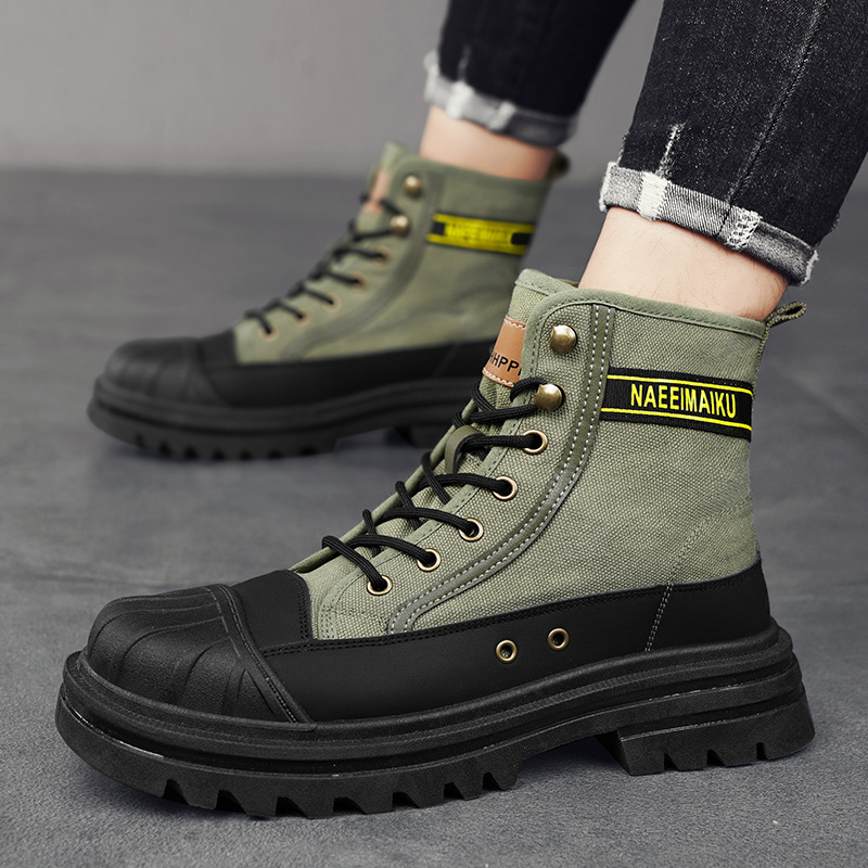 Men'S Fashion News - メンズキャンバスブーツ、ファッショナブルなハイカットカジュアルシューズ、快適で通気性のあるワークブーツ、男性用ハイエンドデザイナーアンクルブーツ、紳士靴