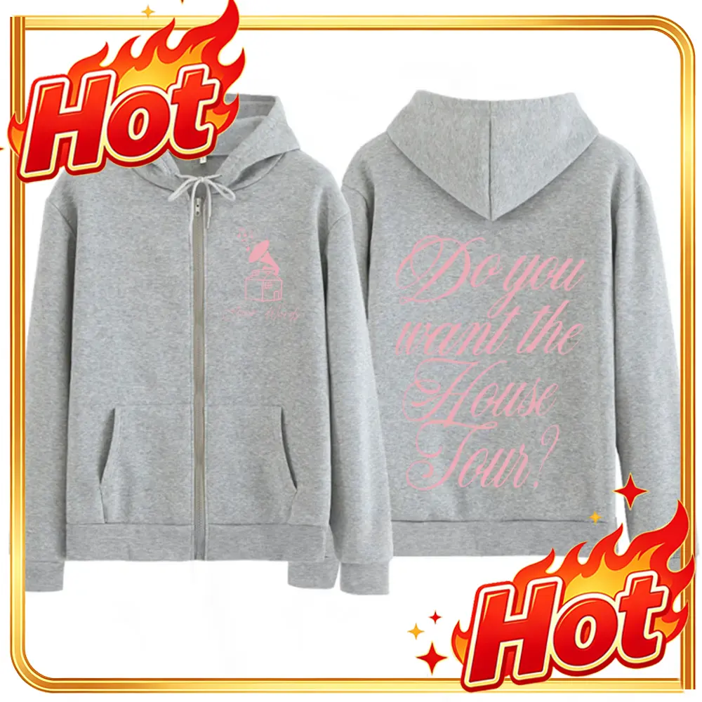 Mens Fashion Zip Up Hoodies - サブリナ・カーペンター ハウスターナ 2025 プリント ジッパー付きパーカー メンズ