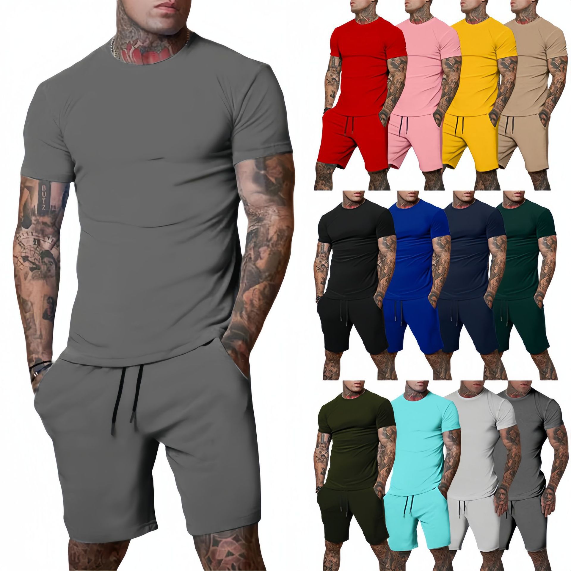 Men'S Fashion Videos - おしゃれでカジュアルな夏のアウトドアスポーツスーツ メンズ通気性Tシャツショーツ カジュアルでおしゃれなツーピースセットトラックスーツ