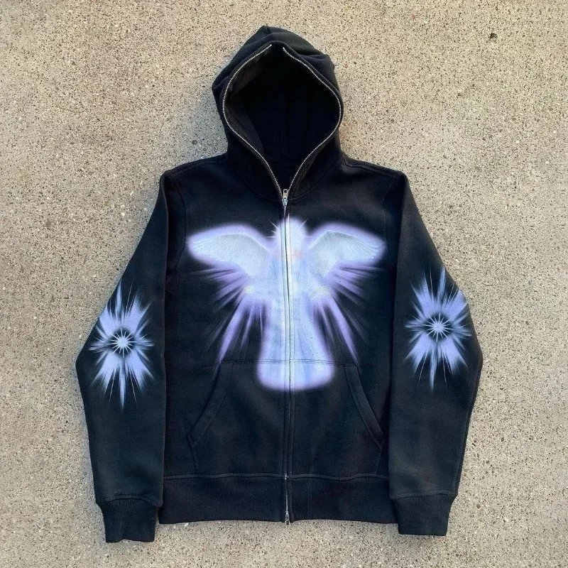 女性男性 Y2K ファッションパーカーレターグラフィックプリ - Mens Fashion Zip Up Hoodies のレビューと価格