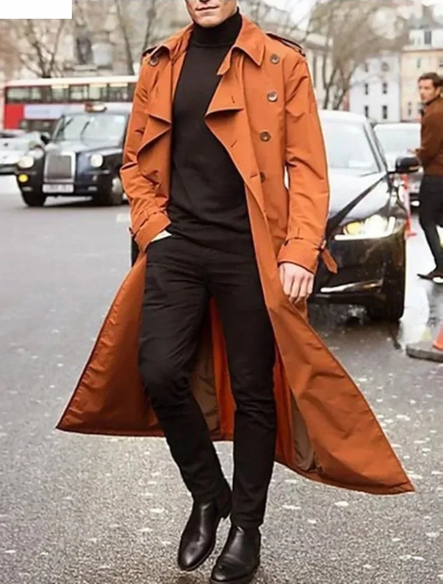 メンズロングトレンチコートジャケットファッションエレガントな - Men'S Fashion X のレビューと価格