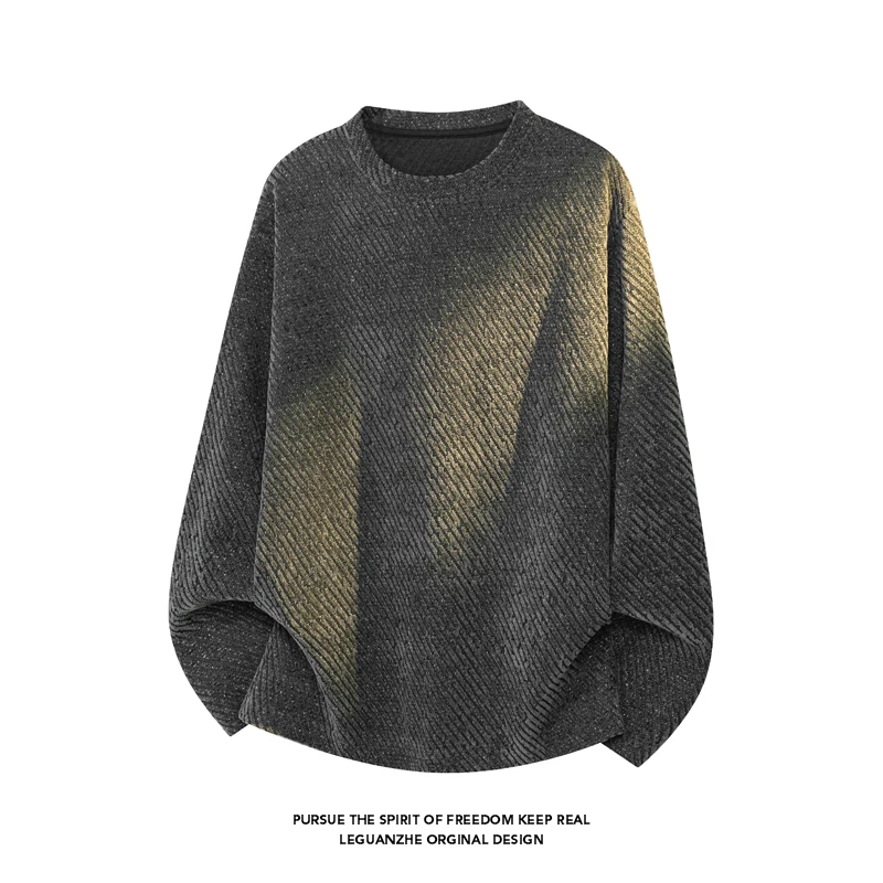 メンズ斜めストライプテクスチャード長袖Tシャツ、クルーネック - Men'S Fashion T Shirts のレビューと価格