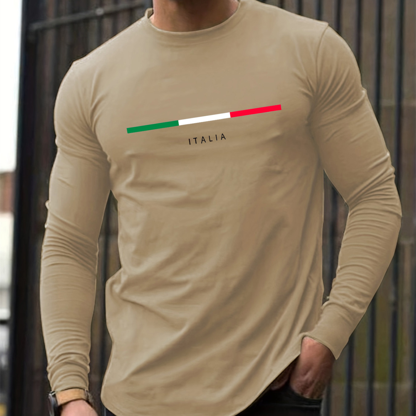 100% 純綿メンズ長袖ラウンドネックルーズイタリア柄プリン - Men'S Fashion T Shirts のレビューと価格