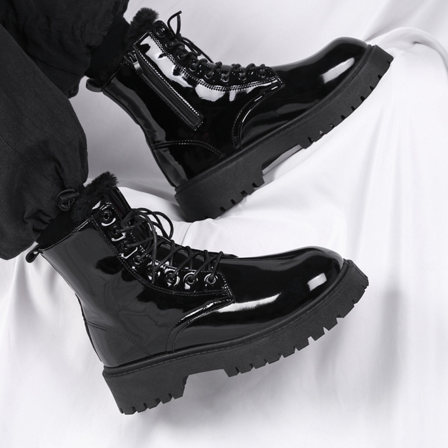 メンズ暖かいプラッシュハイカットブーツ、冬用ソフトソール滑り - Men'S Fashion News のレビューと価格