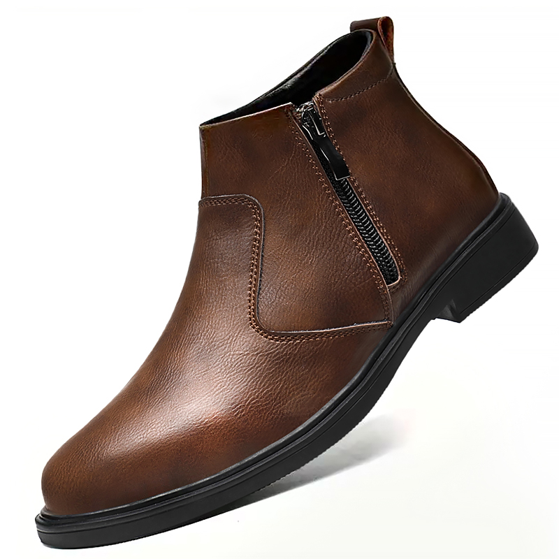 秋と冬の新しいメンズハイカットレザーシューズ、ジッパー付きレ - Men'S Fashion News のレビューと価格