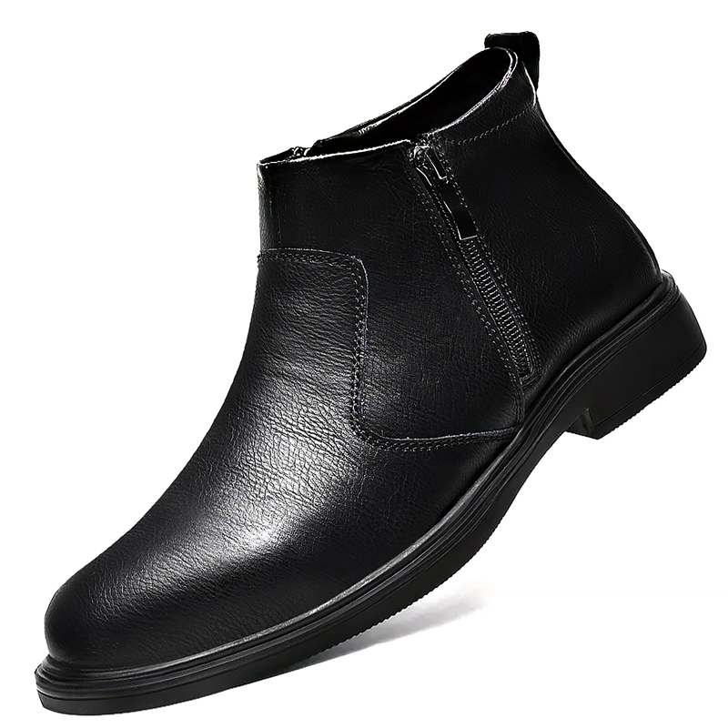 秋と冬の新しいメンズハイカットレザーシューズ、ジッパー付きレ - Men'S Fashion News のレビューと価格
