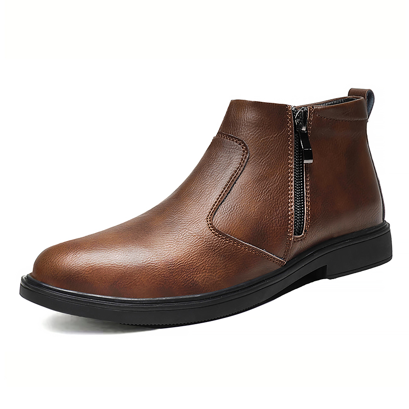 秋と冬の新しいメンズハイカットレザーシューズ、ジッパー付きレ - Men'S Fashion News のレビューと価格