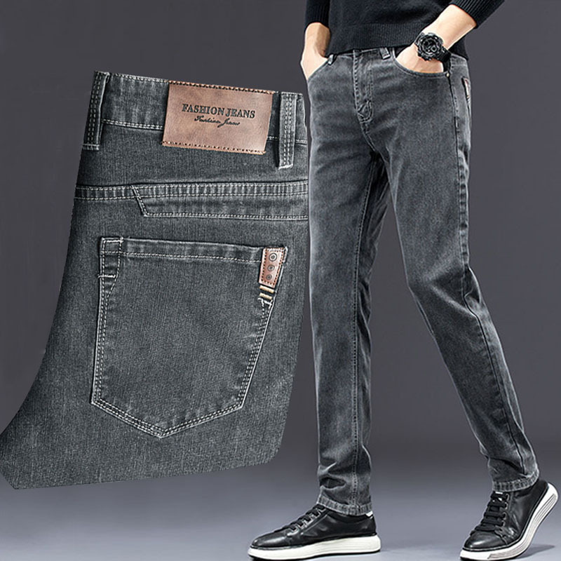 ストレッチデニムジーンズ,カジュアルパンツ,グレー,ストレー - Men'S Fashion Grey Jeans のレビューと価格