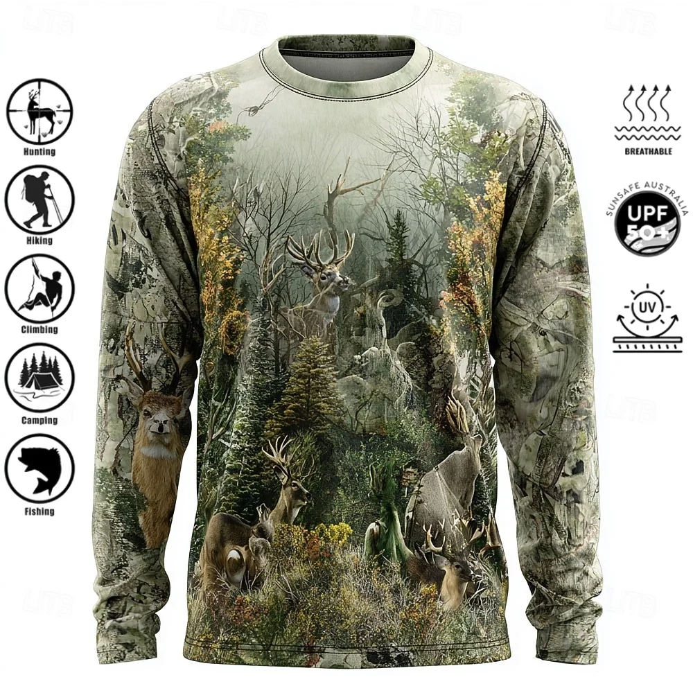 メンズ長袖Tシャツ、ポリエステル素材、3Dプリント迷彩柄、U - Men'S Fashion T Shirts のレビューと価格