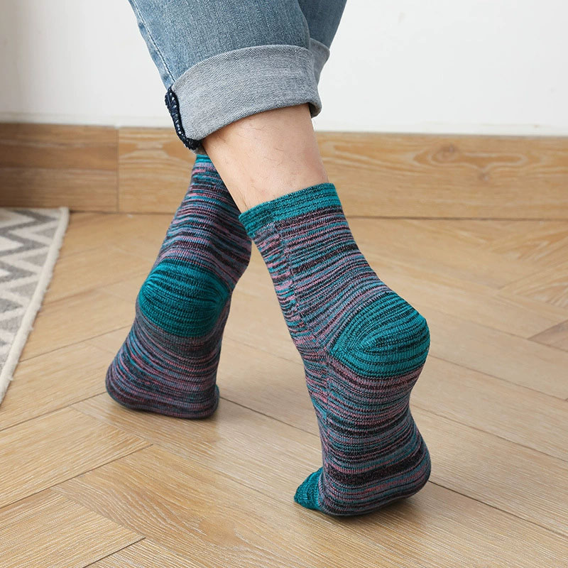 1/5 ペア男カラフルなつま先ハッピーソックスショートコット - Socks Ankle Men のレビューと価格