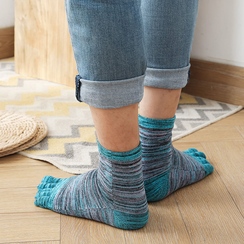 1/5 ペア男カラフルなつま先ハッピーソックスショートコット - Socks Ankle Men のレビューと価格