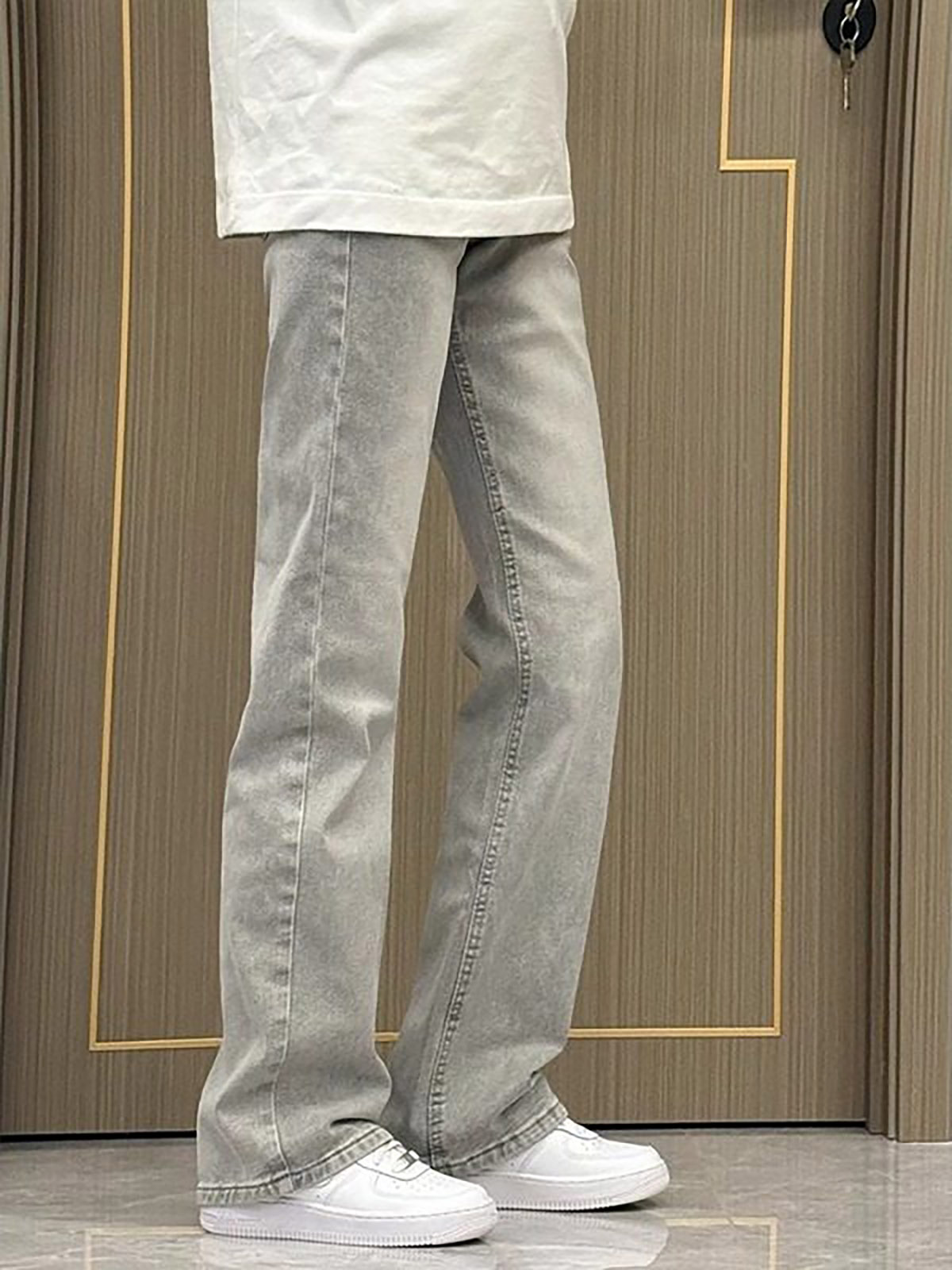 スモークグレーのストレートレッグスリムフィットジーンズ メン - Men'S Fashion Grey Jeans のレビューと価格