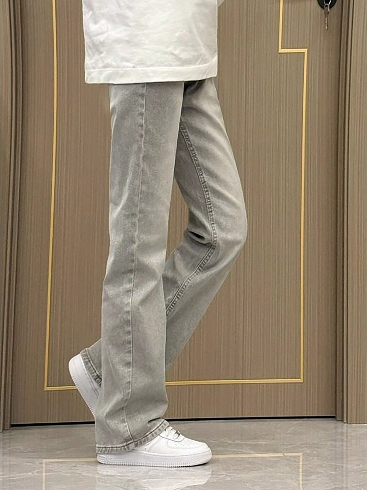 スモークグレーのストレートレッグスリムフィットジーンズ メン - Men'S Fashion Grey Jeans のレビューと価格