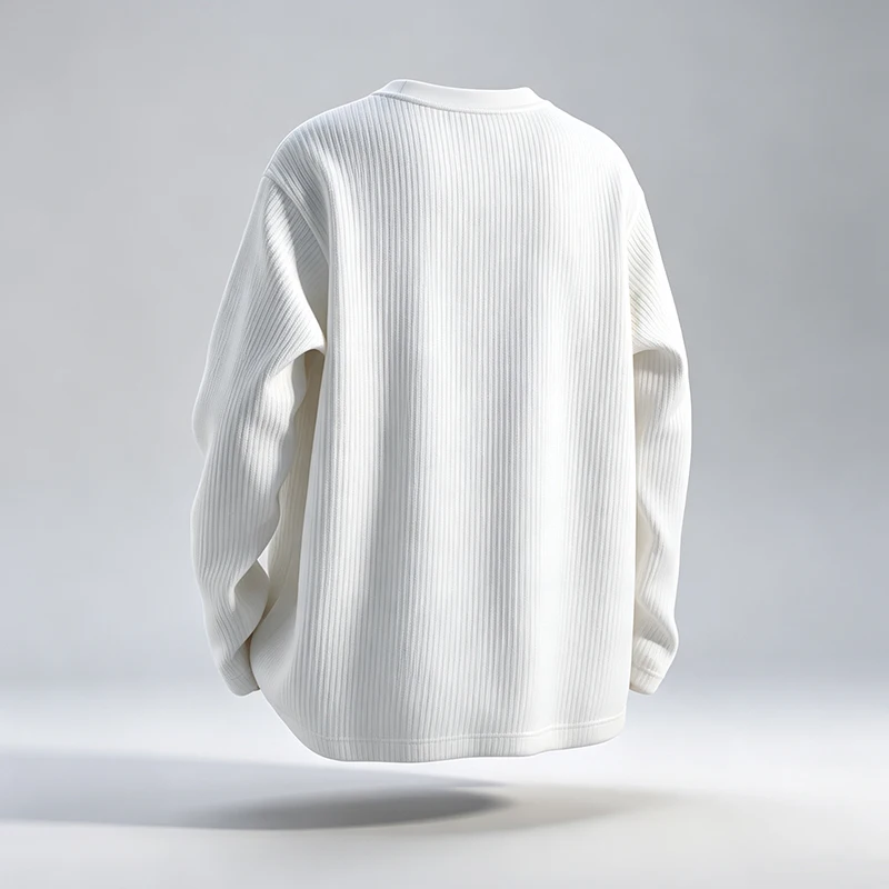 メンズ、縦リブのクルーネック、長袖Tシャツ、ゆったりとしたシ - Men'S Fashion T Shirts のレビューと価格