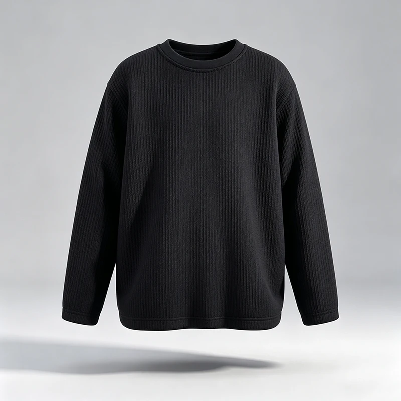 メンズ、縦リブのクルーネック、長袖Tシャツ、ゆったりとしたシ - Men'S Fashion T Shirts のレビューと価格