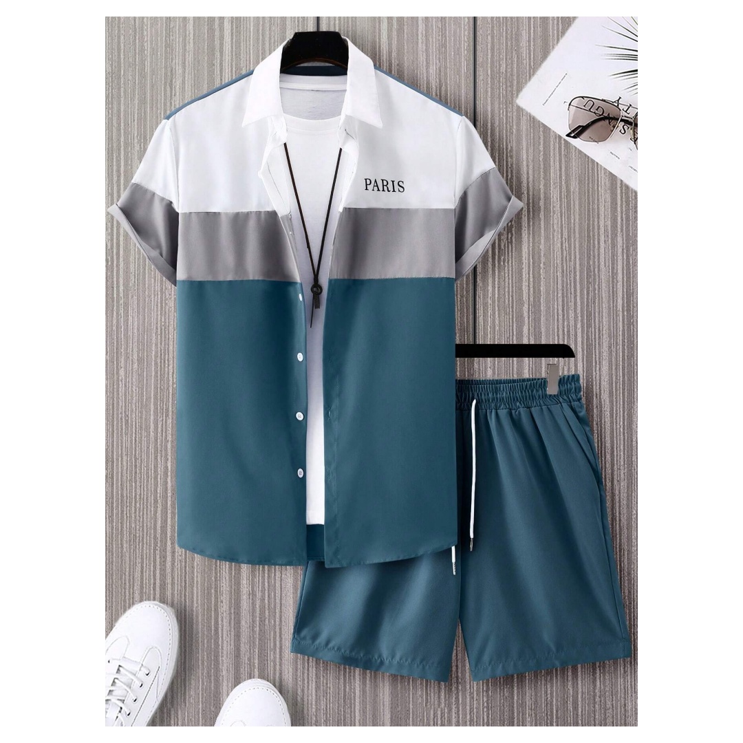メンズファッションスーツ 青と白のパッチワークカラー シング - Mens Fashion Clothes のレビューと価格